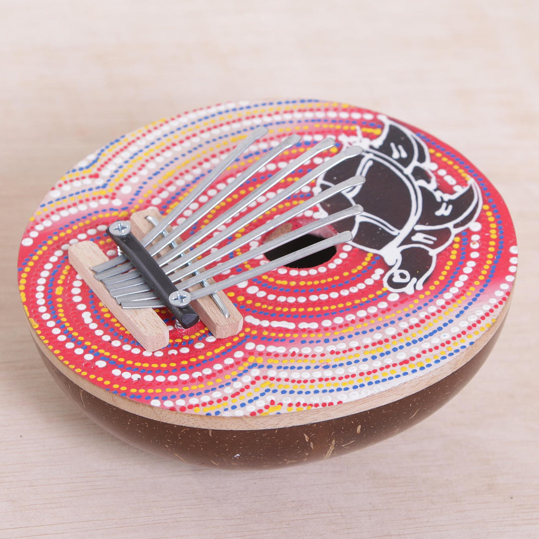 Handmade Coconut Shell and Wood Turtle Kalimba Thumb Piano - Joyous Turtle