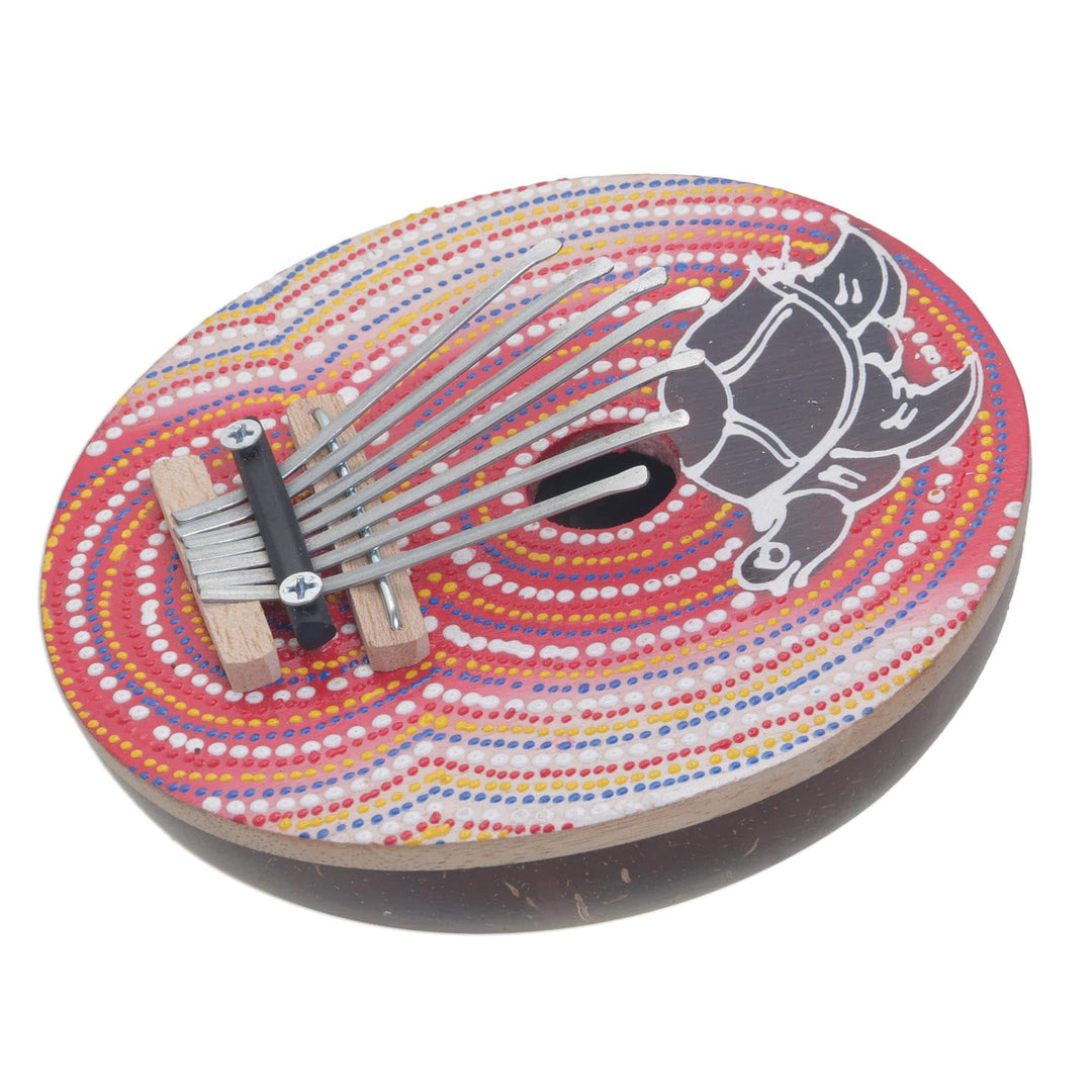 Handmade Coconut Shell and Wood Turtle Kalimba Thumb Piano - Joyous Turtle