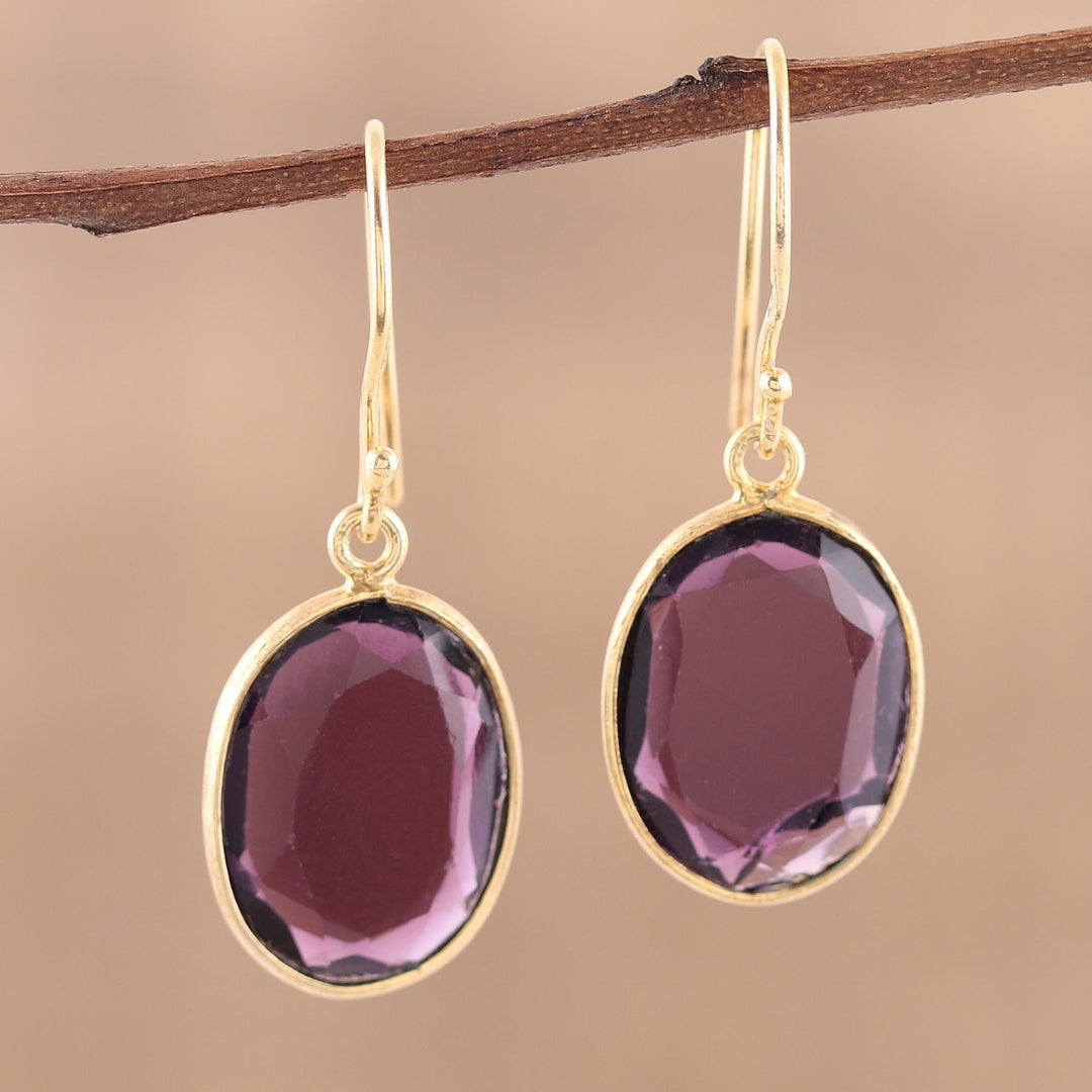 Handmade 22k Gold Plated Sterling Silver Amethyst Earrings - Royal Passion