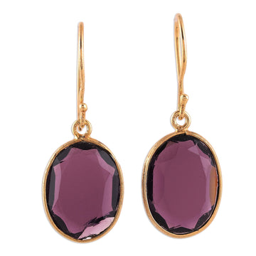 Handmade 22k Gold Plated Sterling Silver Amethyst Earrings - Royal Passion