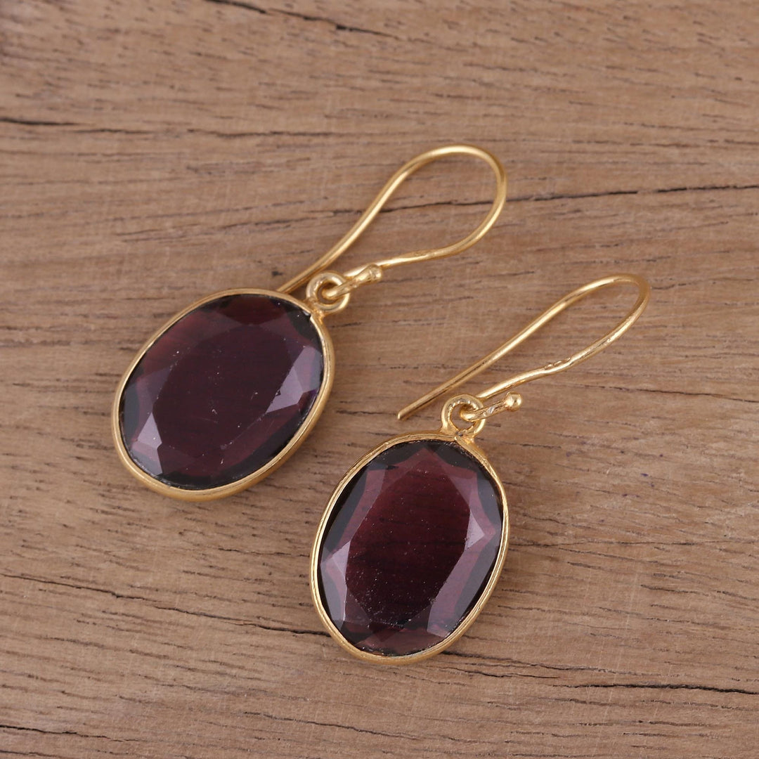 Handmade 22k Gold Plated Sterling Silver Amethyst Earrings - Royal Passion