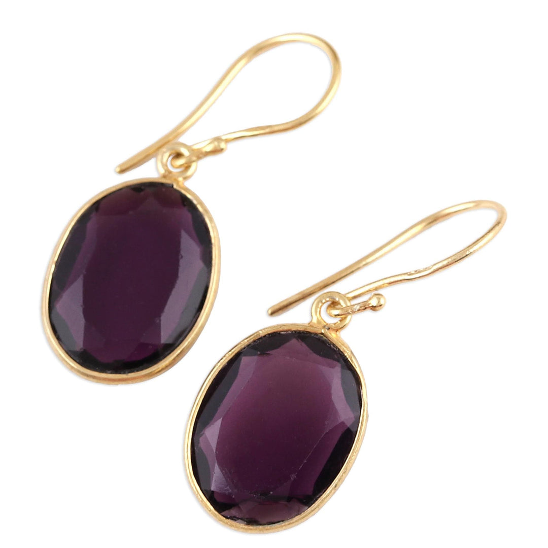 Handmade 22k Gold Plated Sterling Silver Amethyst Earrings - Royal Passion