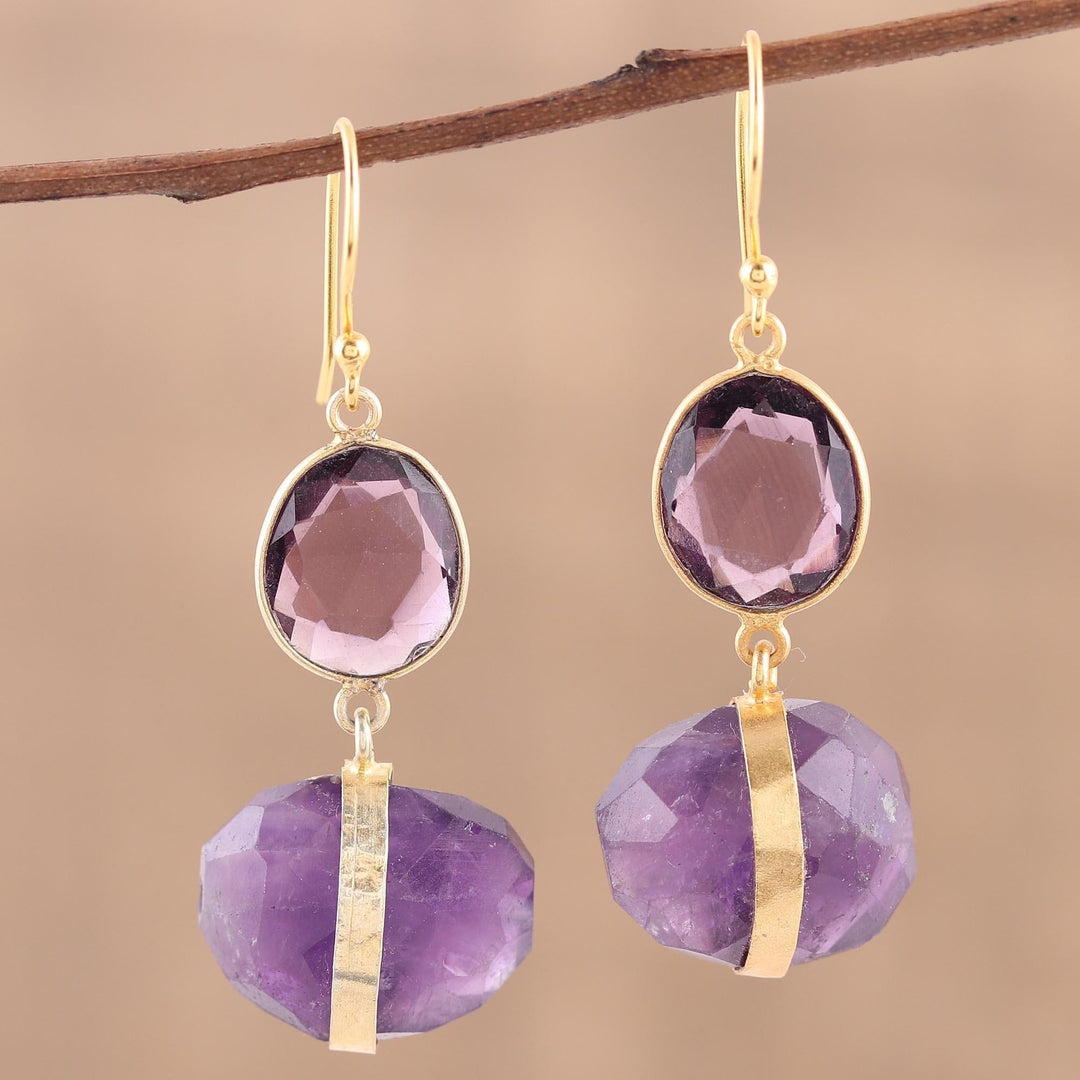 Handmade 22k Gold Plated Sterling Silver Amethyst Earrings - Joyful Royalty