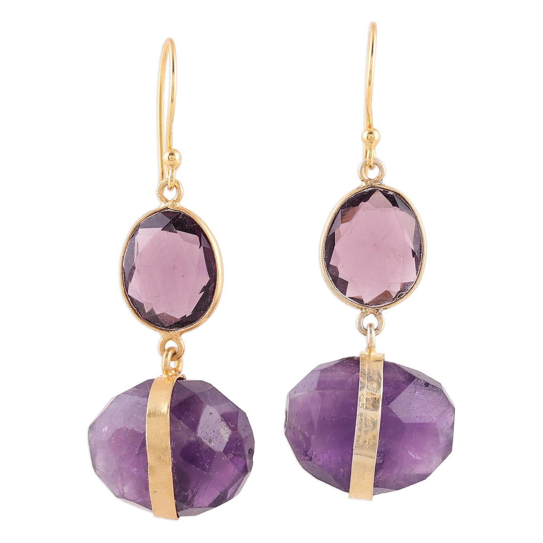 Handmade 22k Gold Plated Sterling Silver Amethyst Earrings - Joyful Royalty