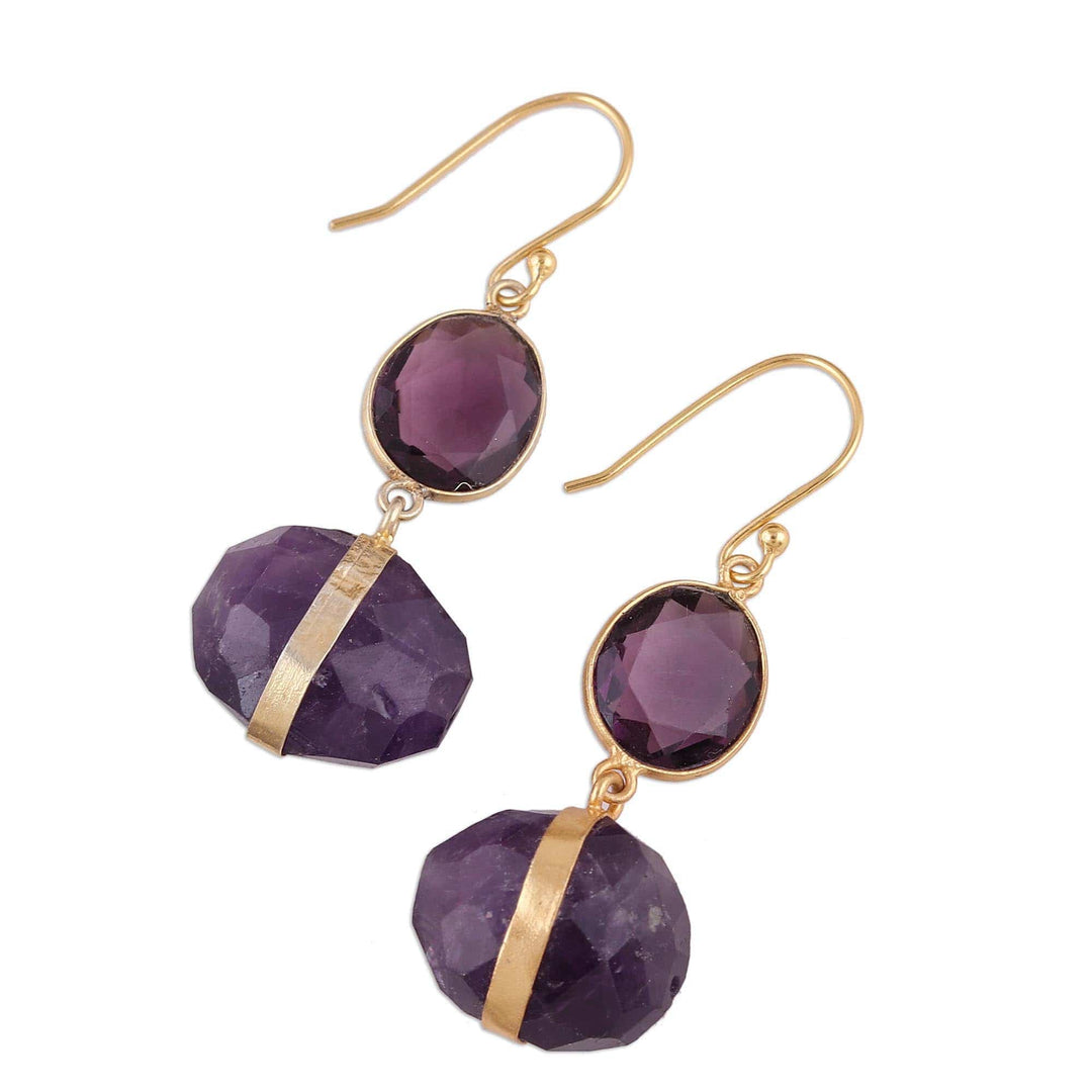 Handmade 22k Gold Plated Sterling Silver Amethyst Earrings - Joyful Royalty