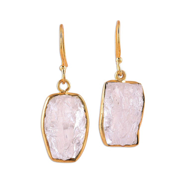 Handmade 22k Gold Plated 925 Silver Crystal Quartz Earrings - Crystalline Delight