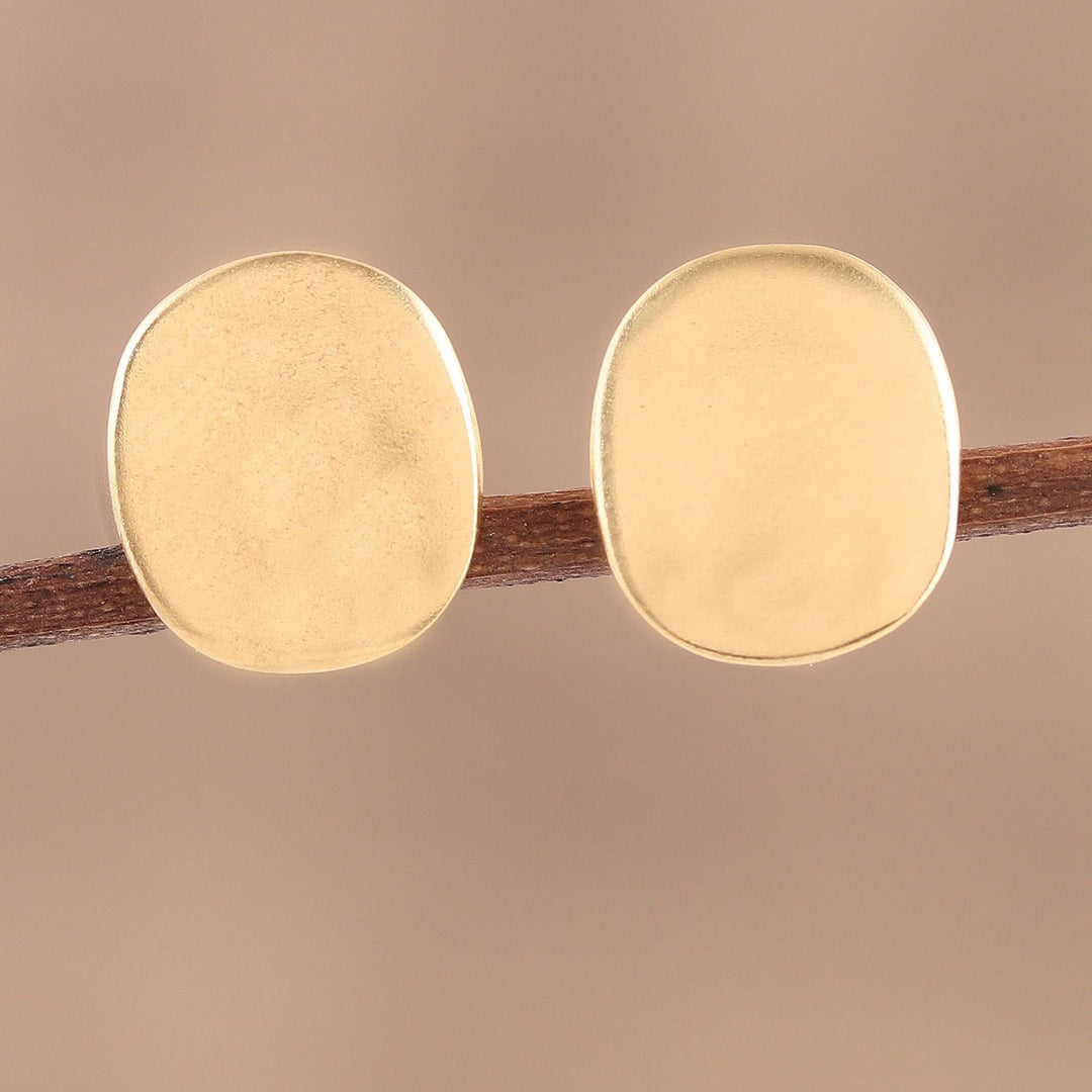 Handmade 22k Gold Plated Sterling Silver Stud Earrings - Vibrant Buttons