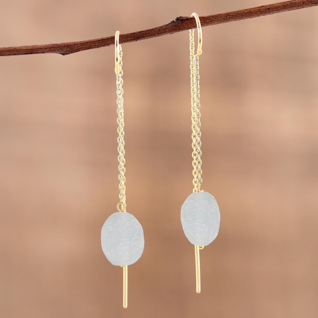 Handmade 22k Gold Plated Sterling Silver Aquamarine Earrings - Bright Bulbs