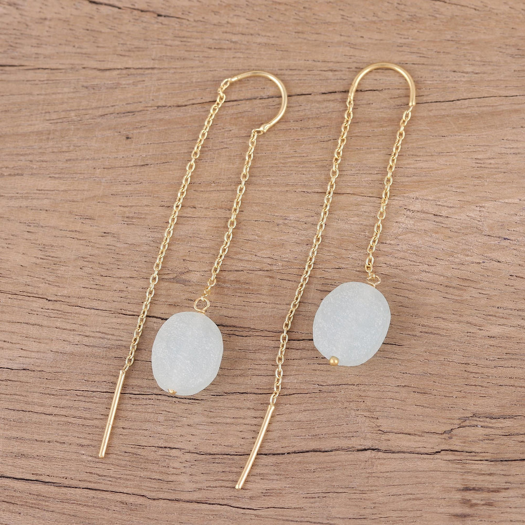 Handmade 22k Gold Plated Sterling Silver Aquamarine Earrings - Bright Bulbs