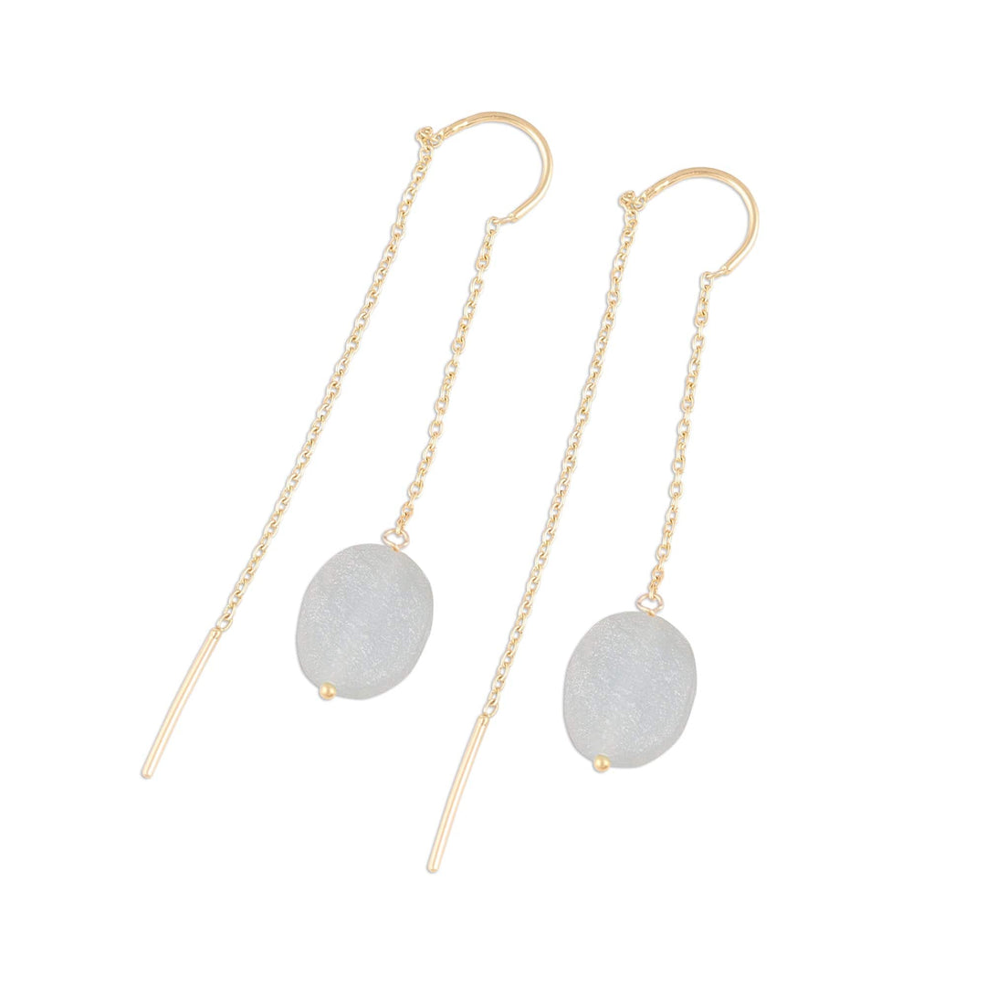 Handmade 22k Gold Plated Sterling Silver Aquamarine Earrings - Bright Bulbs