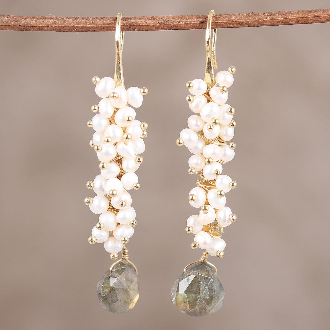 Handmade 22k Gold Plated Sterling Silver Gemstone Earrings - Classic Cluster