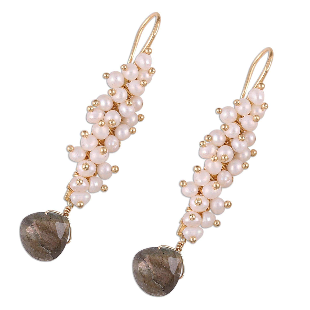 Handmade 22k Gold Plated Sterling Silver Gemstone Earrings - Classic Cluster