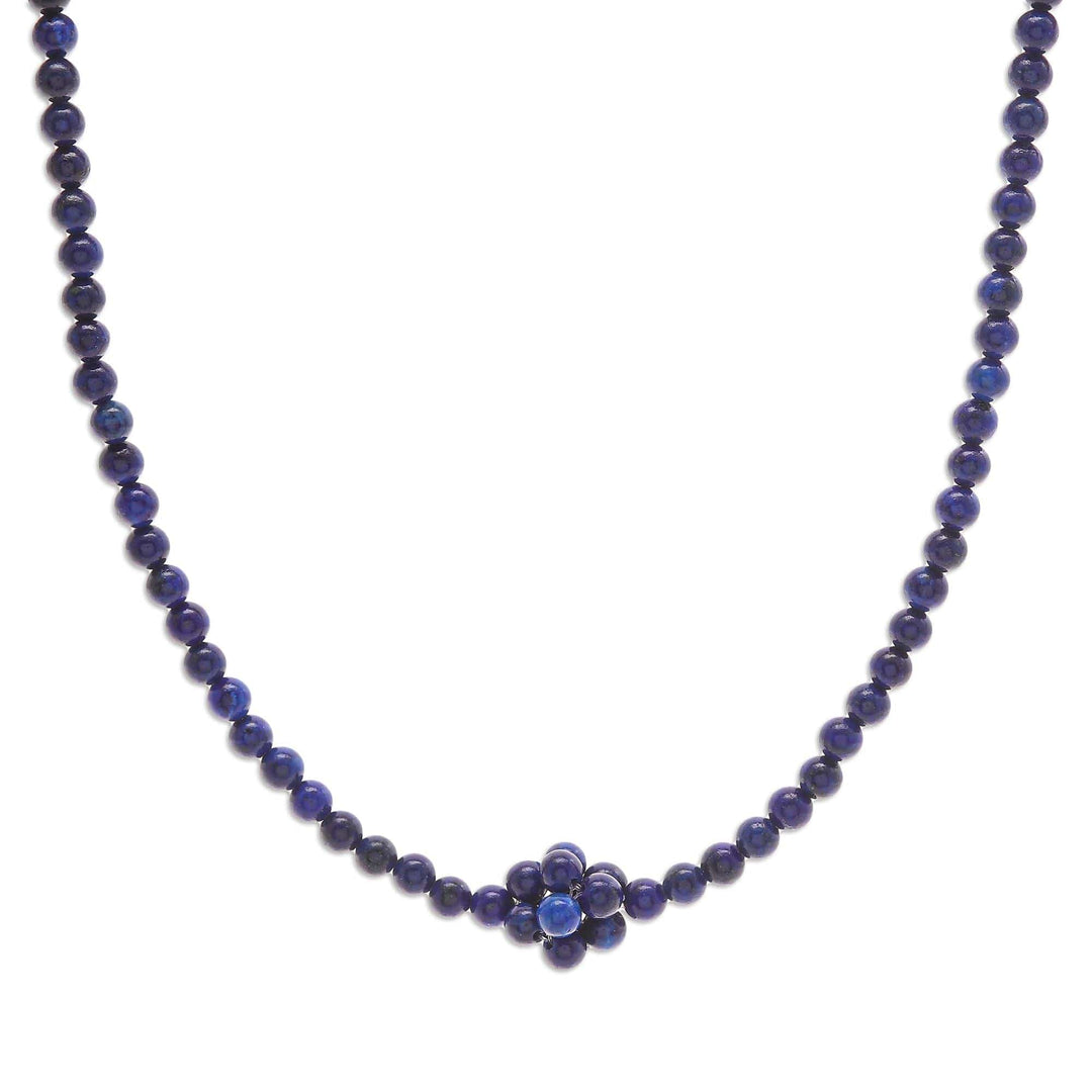 Lapis Lazuli Beaded Pendant Necklace from Thailand - Blue Grapes