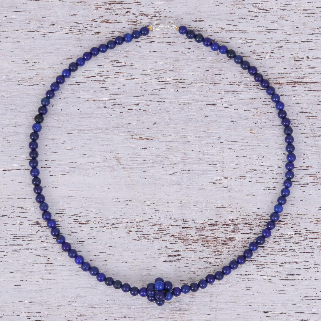 Lapis Lazuli Beaded Pendant Necklace from Thailand - Blue Grapes
