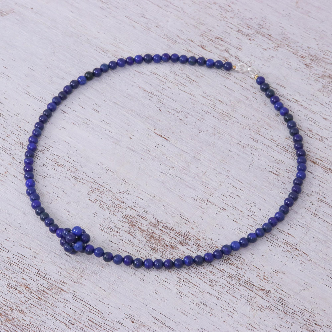 Lapis Lazuli Beaded Pendant Necklace from Thailand - Blue Grapes