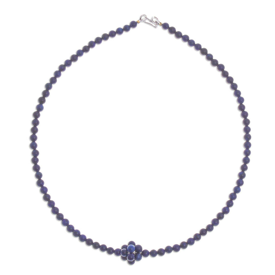 Lapis Lazuli Beaded Pendant Necklace from Thailand - Blue Grapes