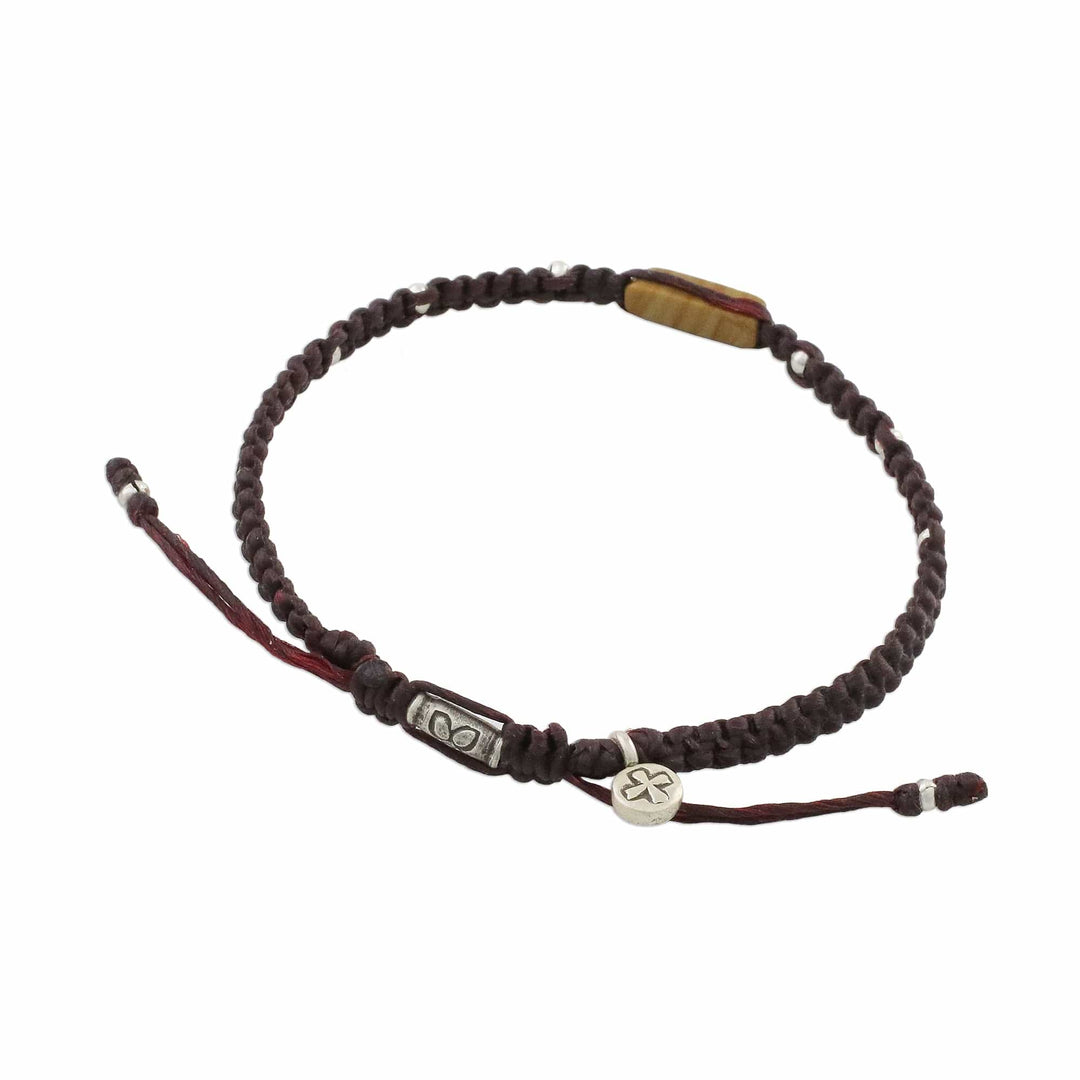 Handmade Waxed Cord Jasper Hill Tribe Silver Bracelet - Earth Saver