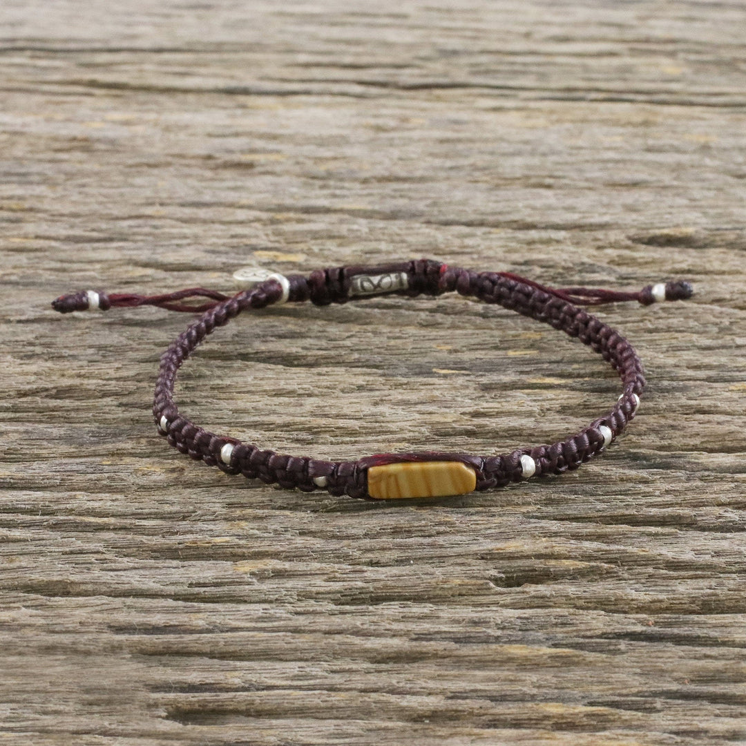 Handmade Waxed Cord Jasper Hill Tribe Silver Bracelet - Earth Saver