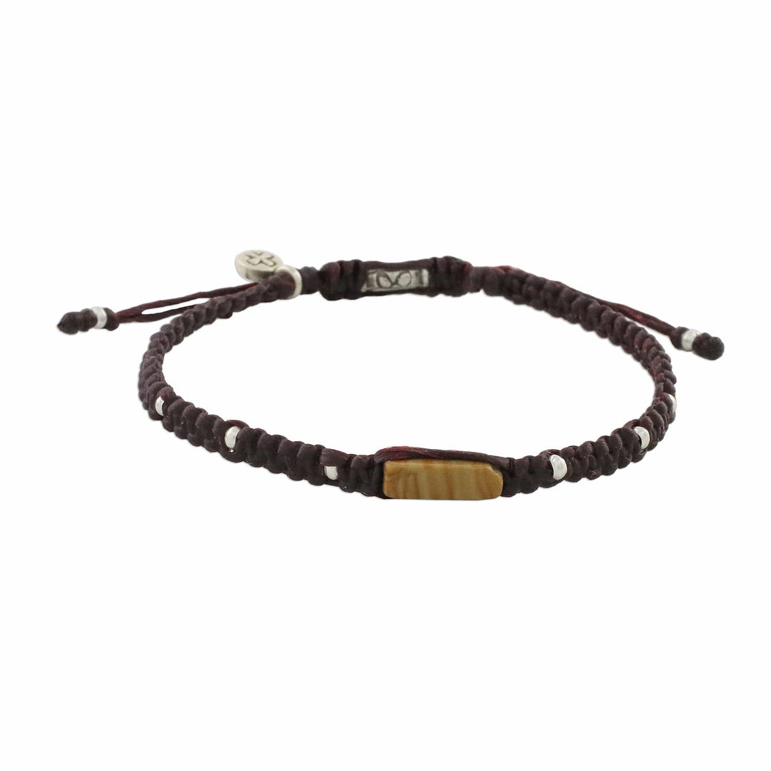 Handmade Waxed Cord Jasper Hill Tribe Silver Bracelet - Earth Saver