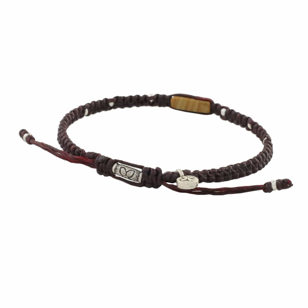 Handmade Waxed Cord Jasper Hill Tribe Silver Bracelet - Earth Saver