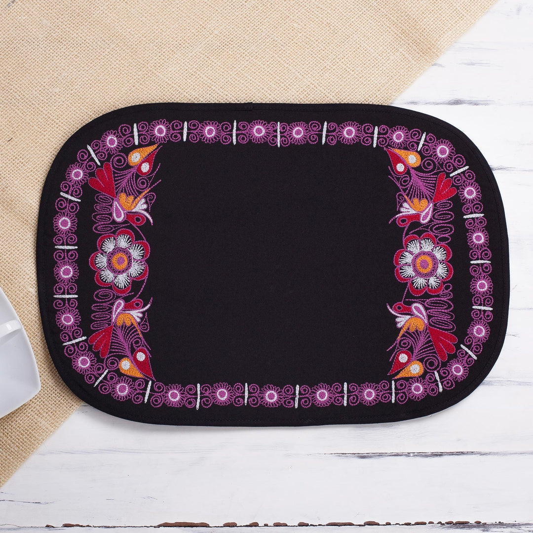 Floral Embroidered Placemats in Carnation (4) - Valley Secret in Carnation