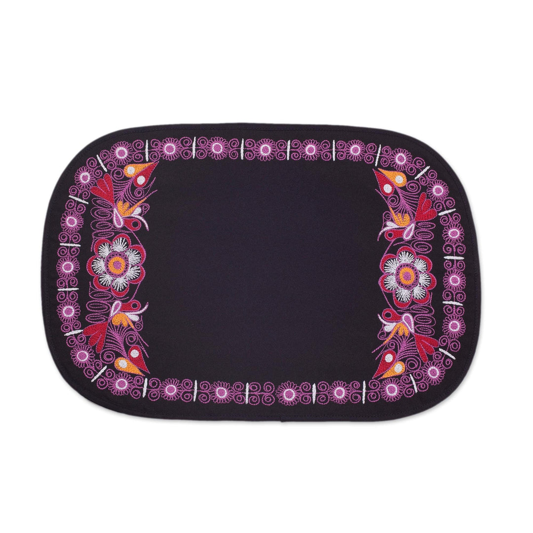 Floral Embroidered Placemats in Carnation (4) - Valley Secret in Carnation
