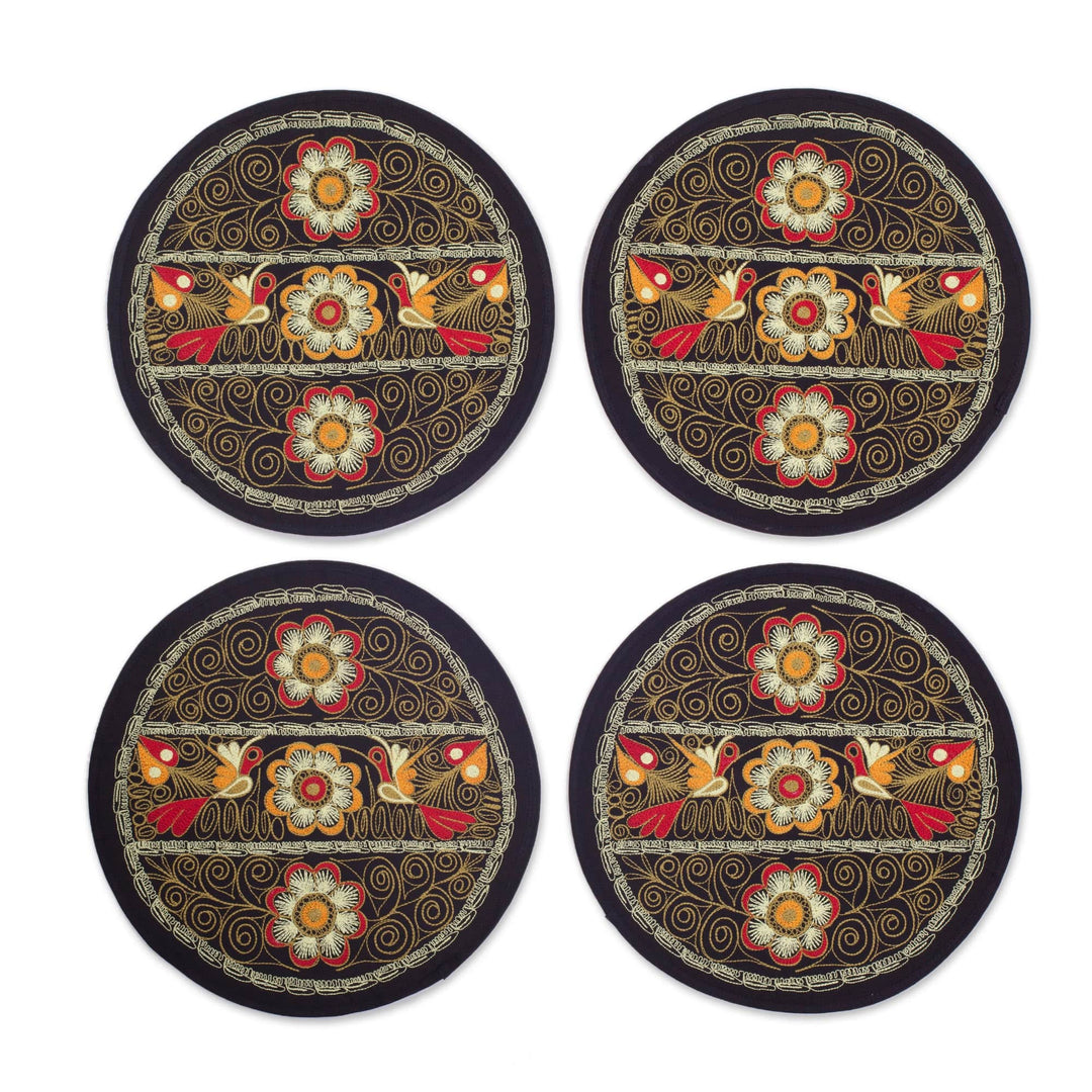 Floral Placemats in Camel (Set of 4) - Flowering Colca in Camel