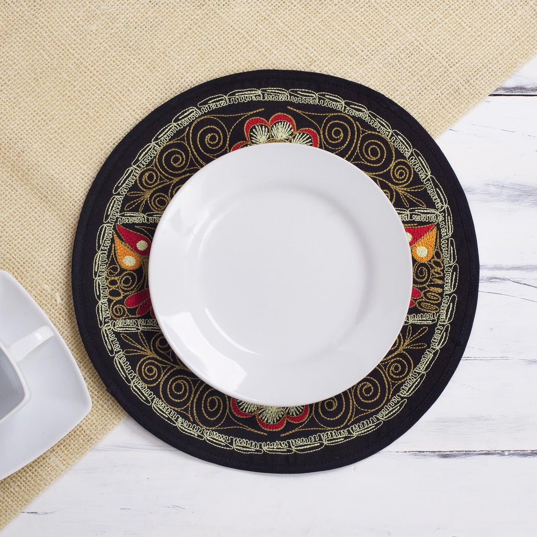 Floral Placemats in Camel (Set of 4) - Flowering Colca in Camel