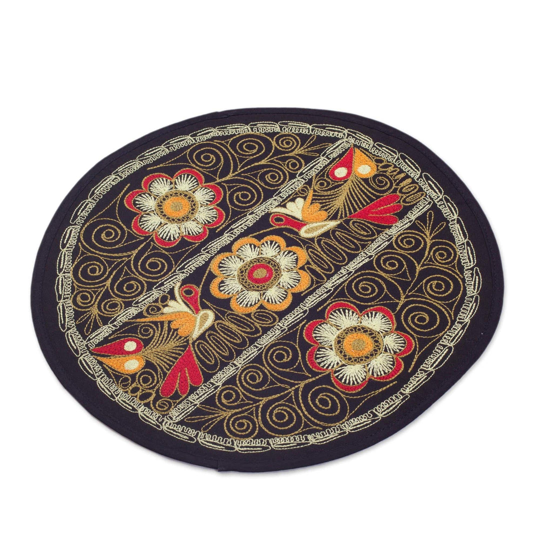 Floral Placemats in Camel (Set of 4) - Flowering Colca in Camel