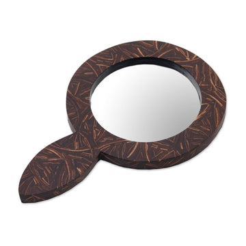 Coconut Shell and MDF Hand Mirror of Indonesia - Coco Reflection