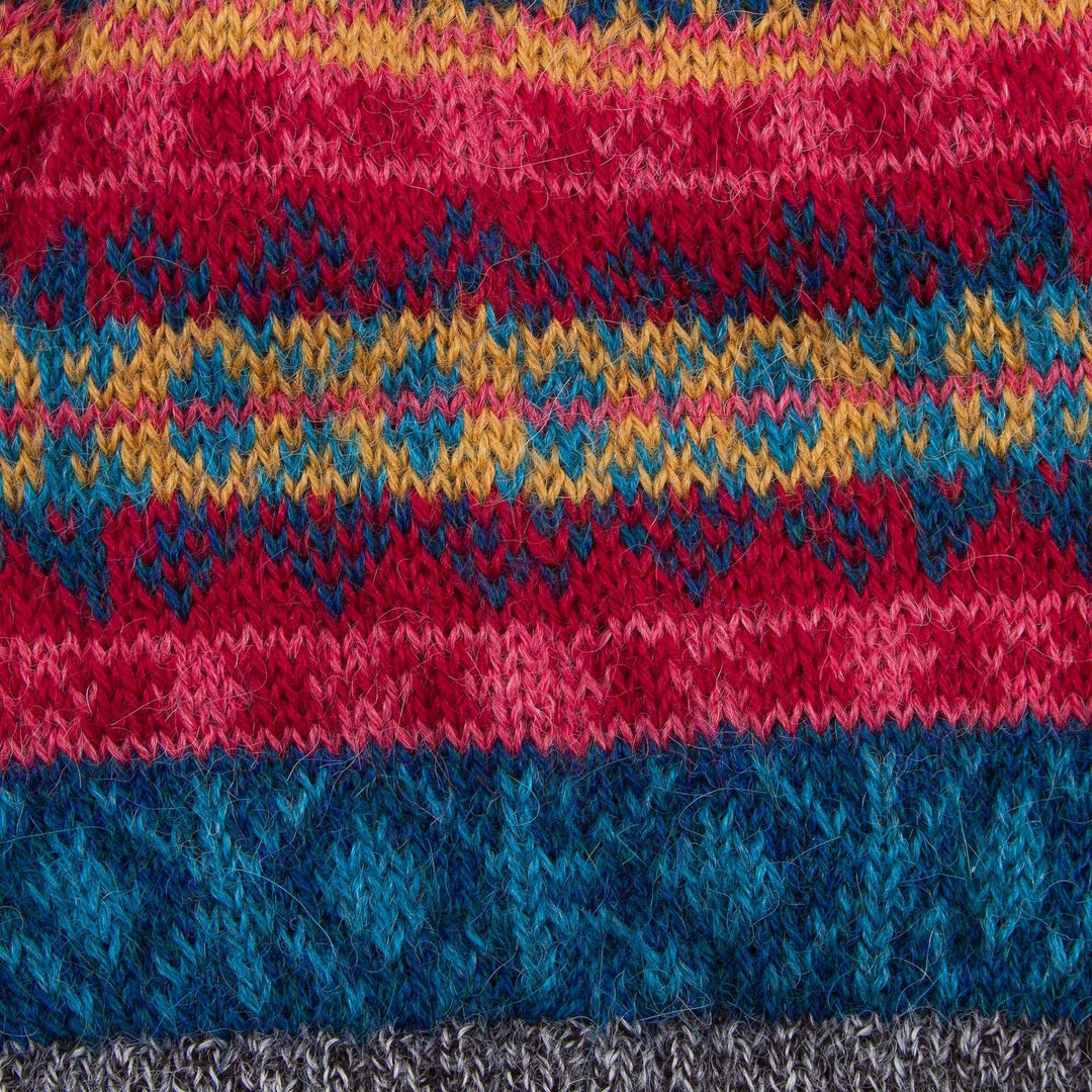 Multicolored Knit 100% Alpaca Hat from Peru - Multicolored Inca