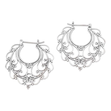 Sterling Silver Hoop Earrings Handcrafted in Bali - Graceful Glamour