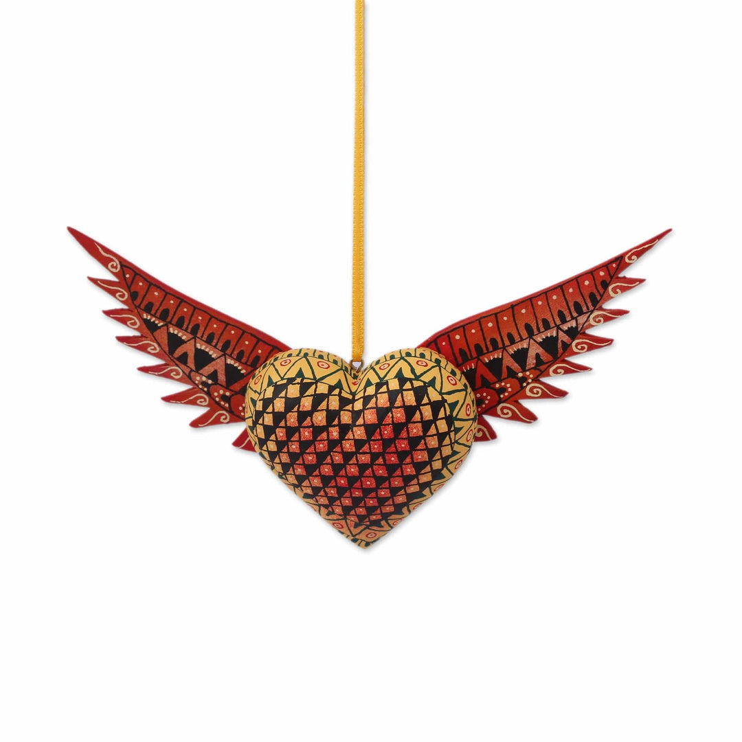 Copal Wood Heart Shaped Ornament from Mexico - Wings of the Heart