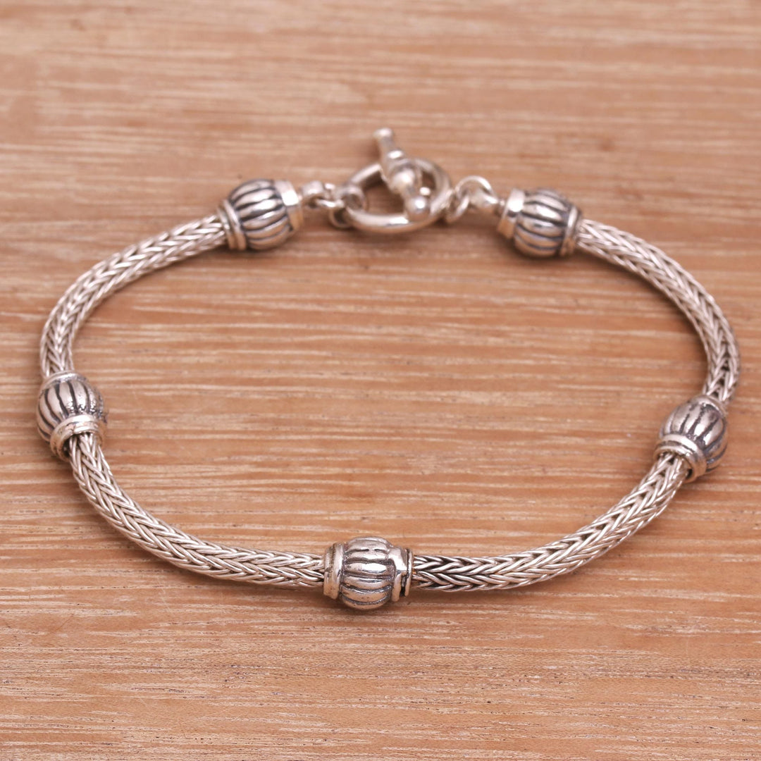 Artisan Crafted Sterling Silver Station Bracelet from Bali - Dreamy Vases