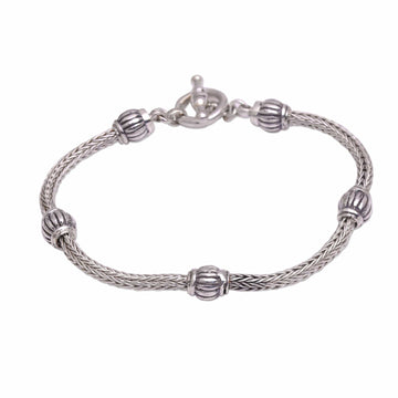 Artisan Crafted Sterling Silver Station Bracelet from Bali - Dreamy Vases