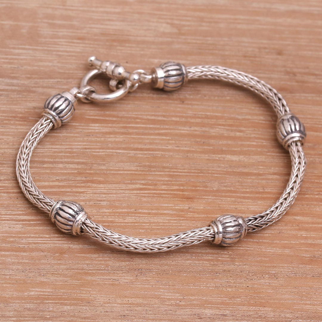 Artisan Crafted Sterling Silver Station Bracelet from Bali - Dreamy Vases