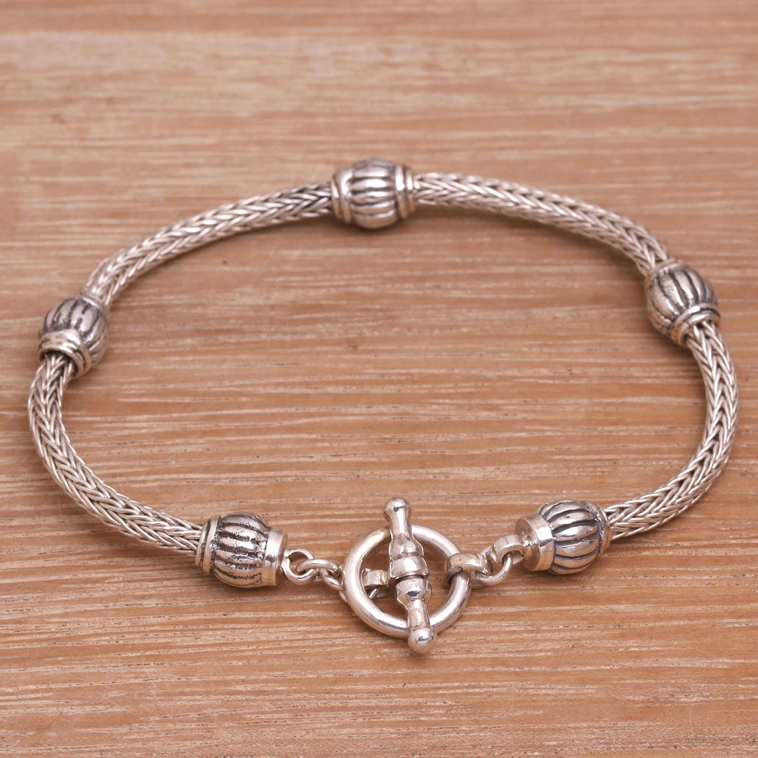Artisan Crafted Sterling Silver Station Bracelet from Bali - Dreamy Vases