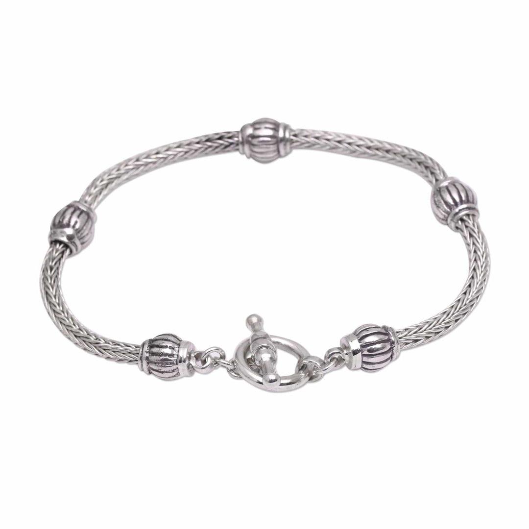 Artisan Crafted Sterling Silver Station Bracelet from Bali - Dreamy Vases