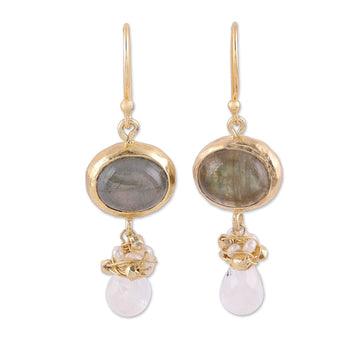 22k Gold Plated Multi-Gemstone Dangle Earrings - Ethereal Majesty