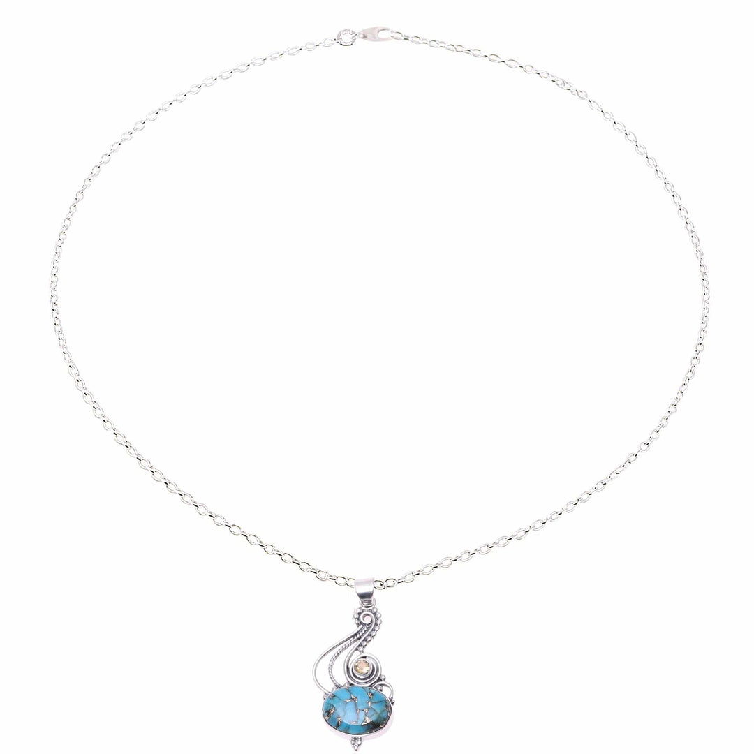 Sterling Silver Composite Turquoise Citrine Necklace - Friendship Token
