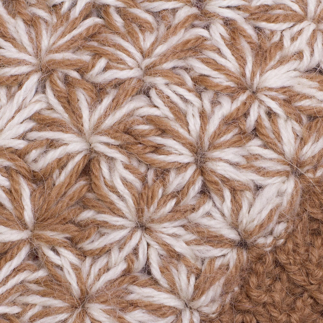 Hand Knit Brown and White Baby Alpaca Hat from Peru - Golden Brown Delight