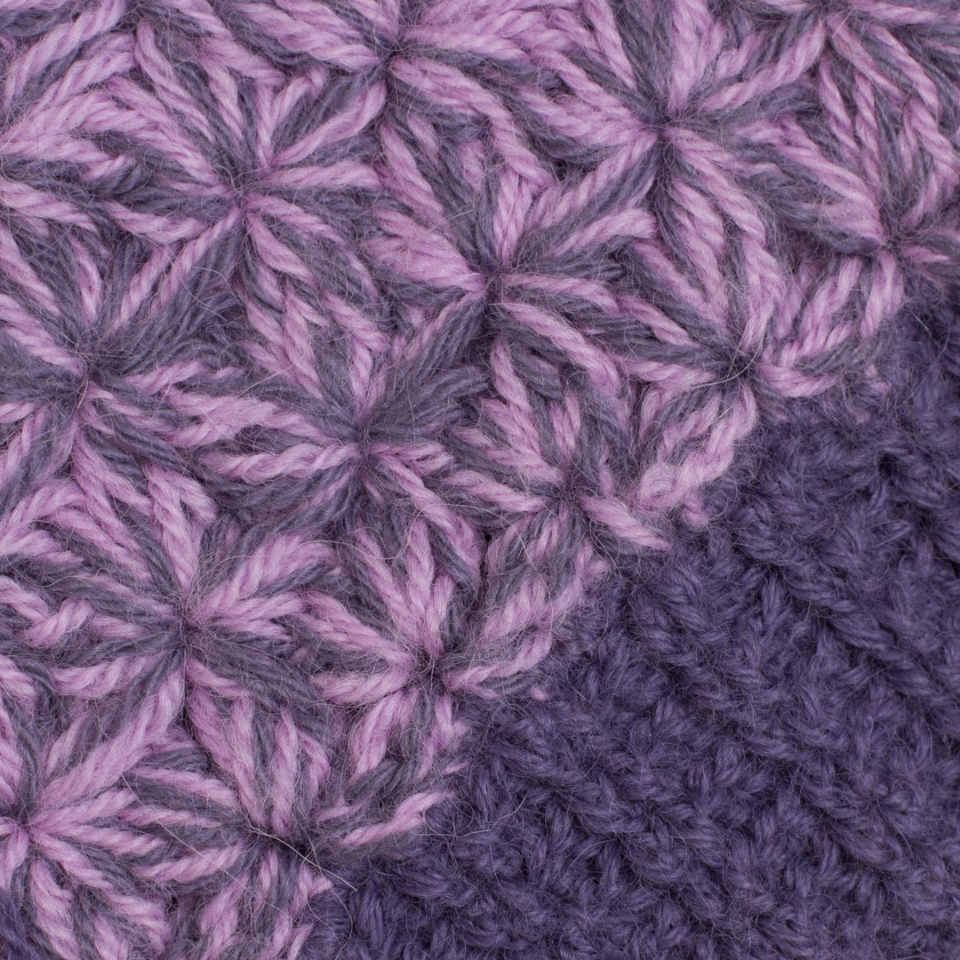 Hand Knit Pink and Purple 100% Baby Alpaca Hat from Peru - Violet Delight