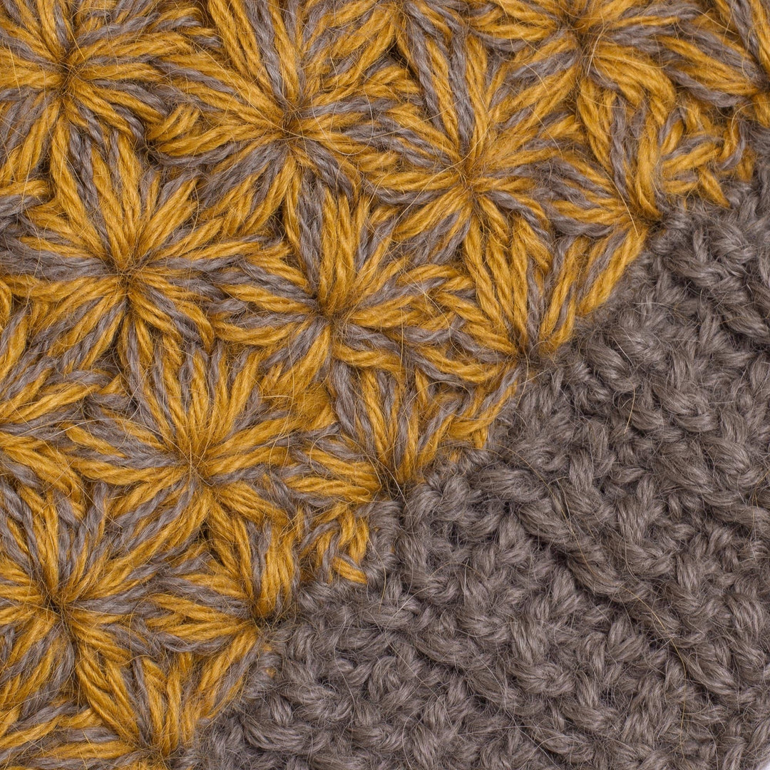 Hand Knit Yellow and Brown Baby Alpaca Hat from Peru - Amber Delight
