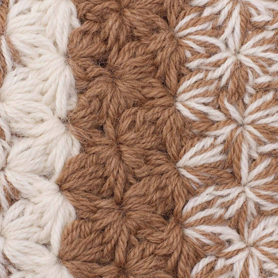 Hand Knit Brown and White Baby Alpaca Neck Warmer - Cozy Day in Golden Brown