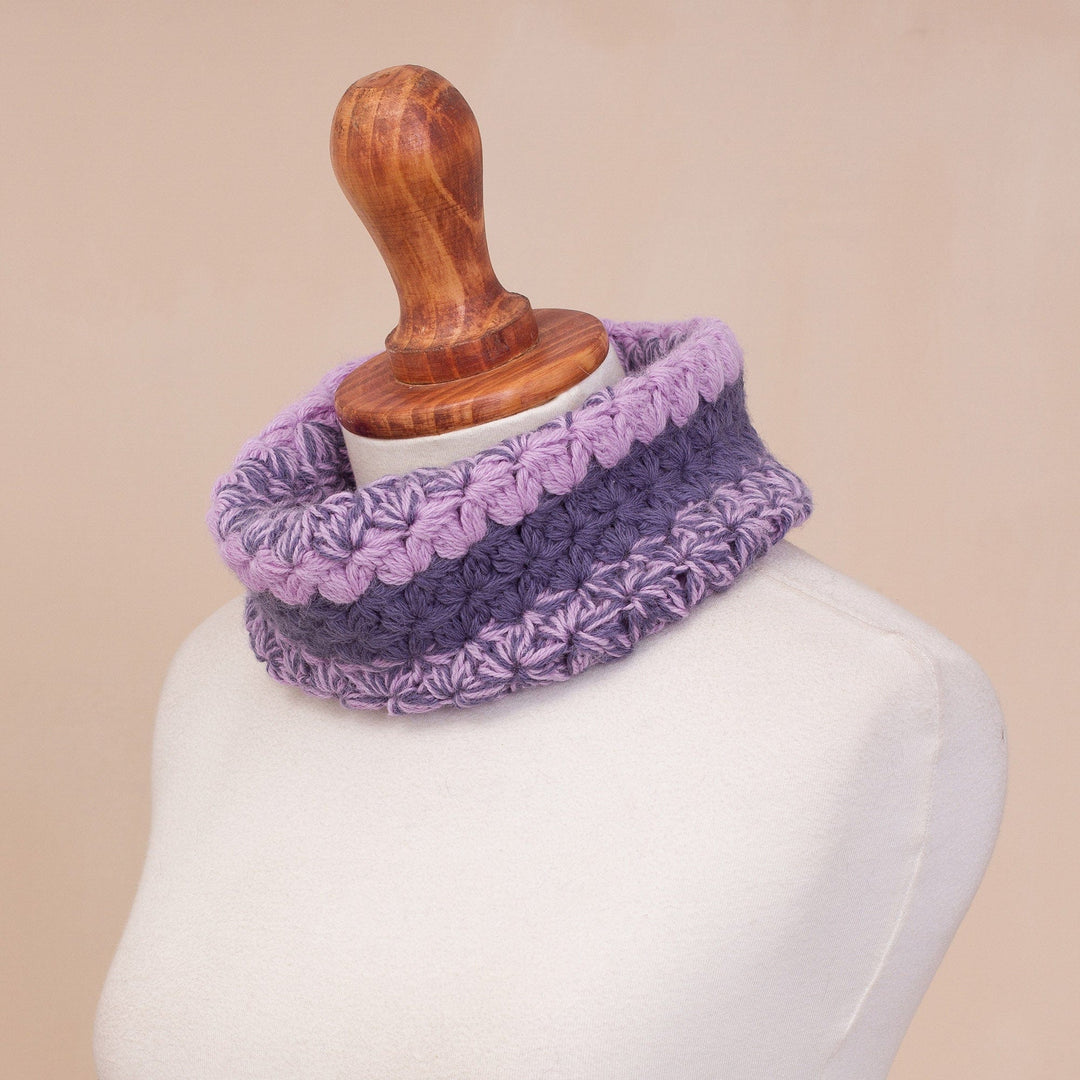Hand Knit Pink and Purple Baby Alpaca Neck Warmer - Cozy Day in Violet