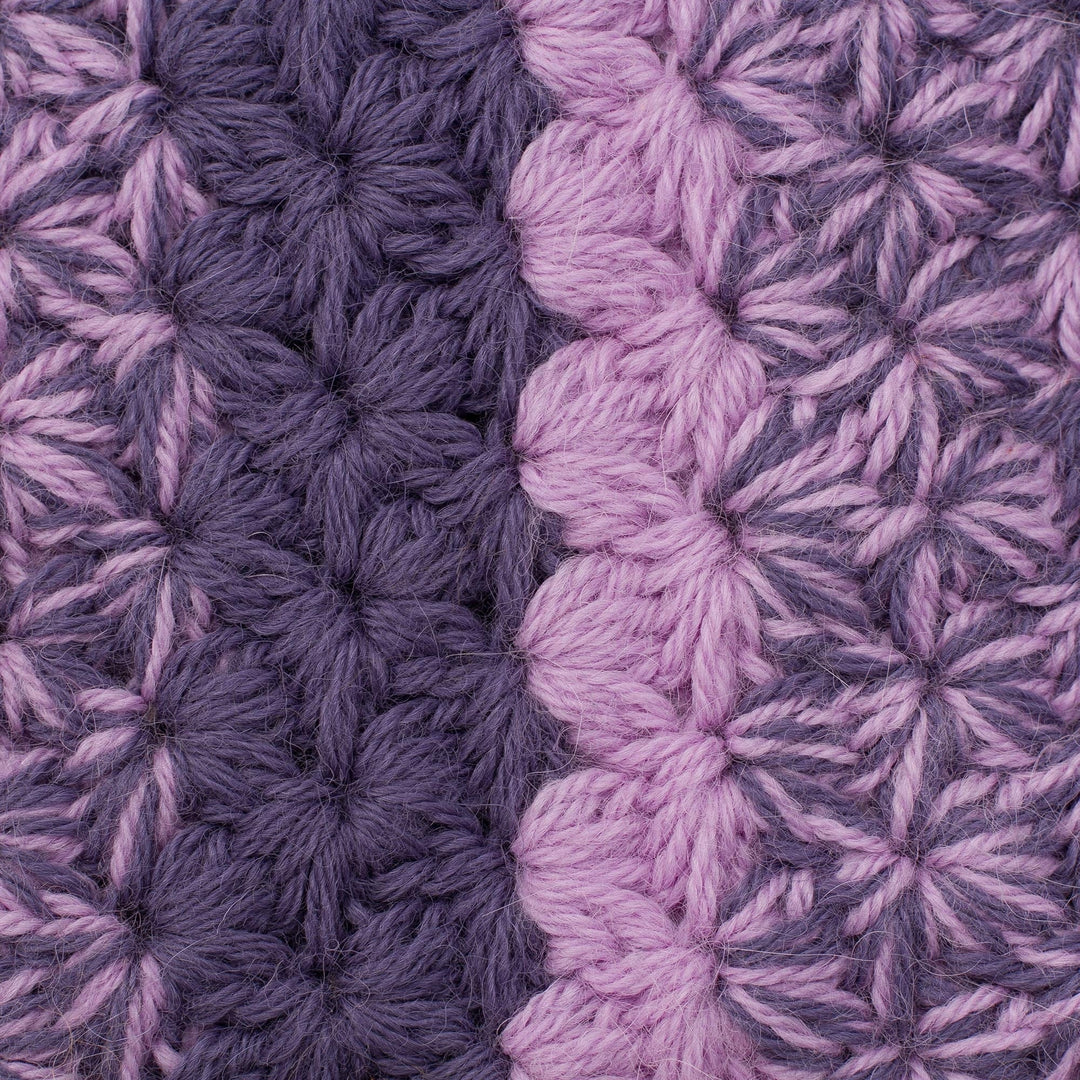 Hand Knit Pink and Purple Baby Alpaca Neck Warmer - Cozy Day in Violet