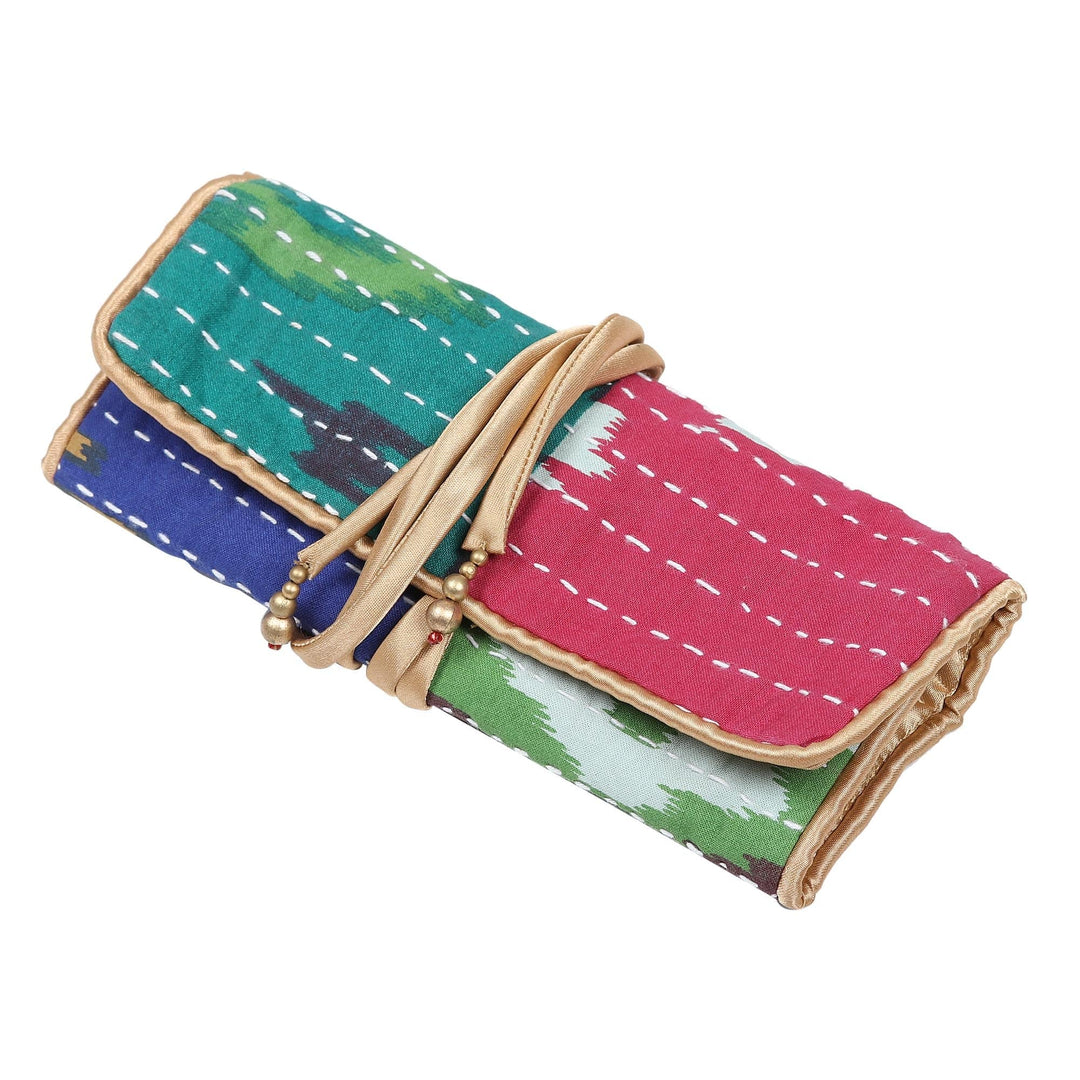 Multicolored Cotton Jewelry Roll Crafted in India - Multicolored Keeper