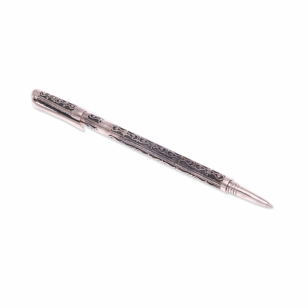 Handmade Sterling Silver Ballpoint Writing Pen - Tulis Vines