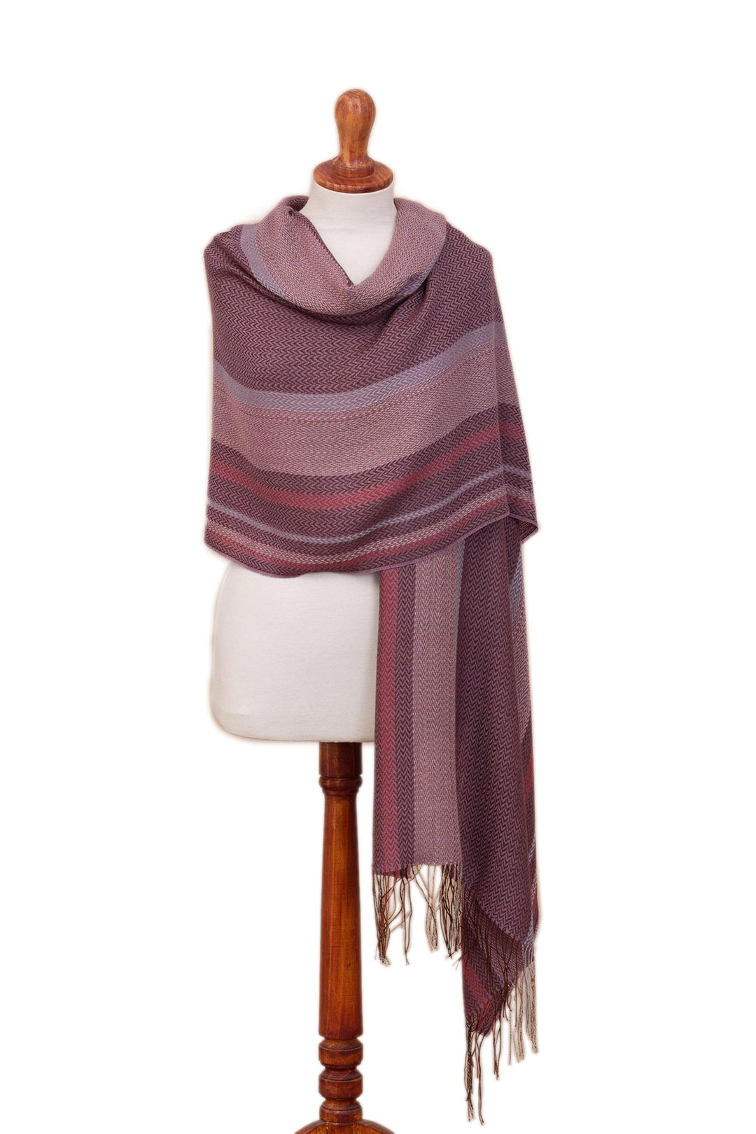 Hand Woven Striped Alpaca Blend Shawl from Peru - Royal Celebration