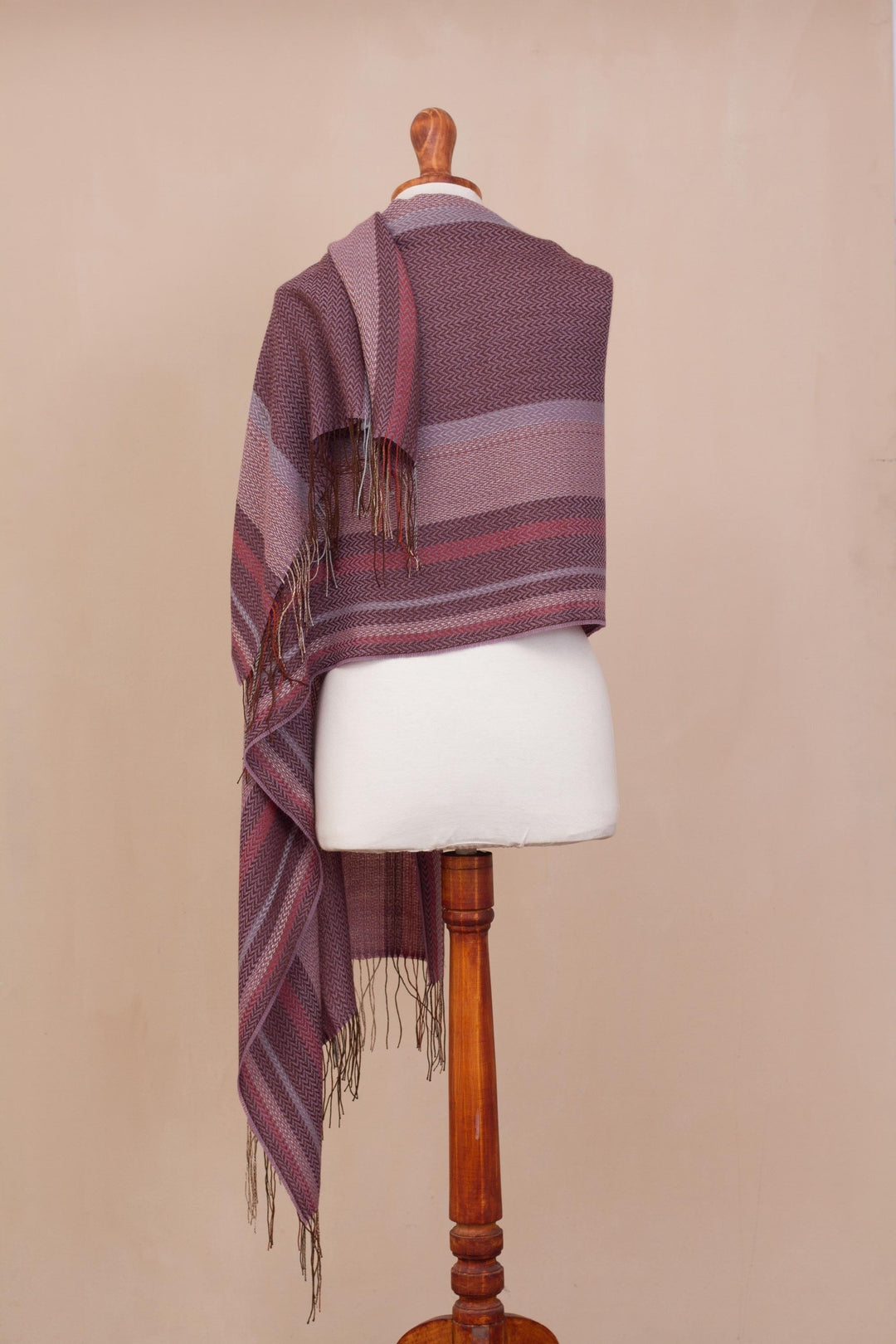 Hand Woven Striped Alpaca Blend Shawl from Peru - Royal Celebration